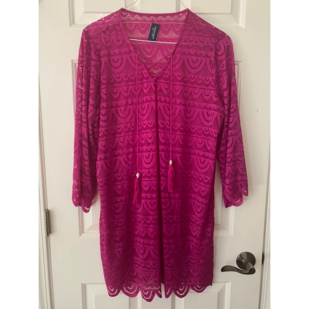 Swimsuit Cover Up XL by Swimsuits for All Scallop Lace Fuchsia NEW